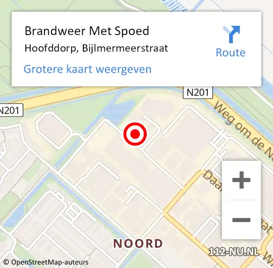 Locatie op kaart van de 112 melding: Brandweer Met Spoed Naar Hoofddorp, Bijlmermeerstraat op 1 juli 2023 10:41