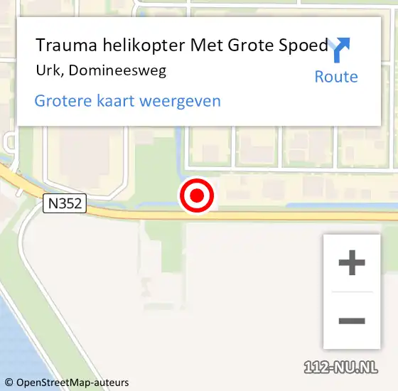 Locatie op kaart van de 112 melding: Trauma helikopter Met Grote Spoed Naar Urk, Domineesweg op 1 juli 2023 10:56