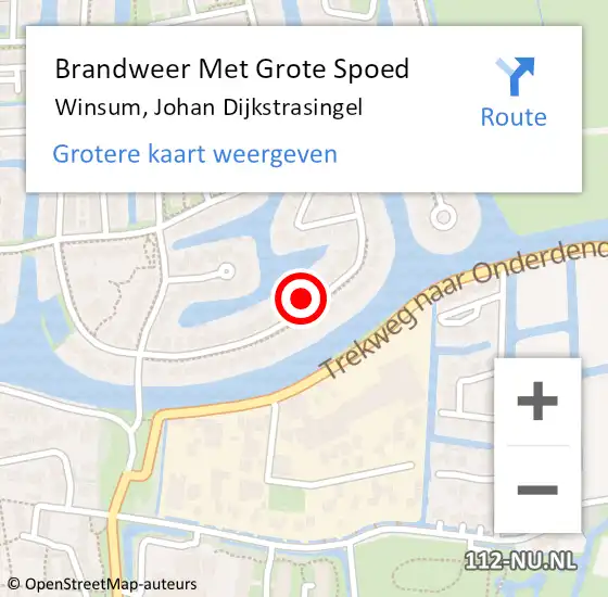 Locatie op kaart van de 112 melding: Brandweer Met Grote Spoed Naar Winsum, Johan Dijkstrasingel op 1 juli 2023 11:04