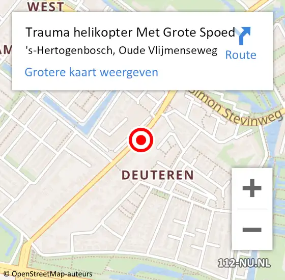 Locatie op kaart van de 112 melding: Trauma helikopter Met Grote Spoed Naar 's-Hertogenbosch, Oude Vlijmenseweg op 1 juli 2023 11:35