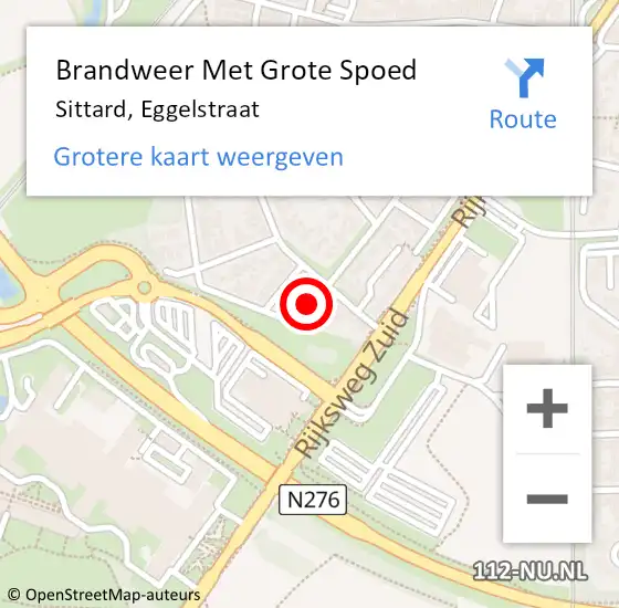 Locatie op kaart van de 112 melding: Brandweer Met Grote Spoed Naar Sittard, Eggelstraat op 1 juli 2023 11:43