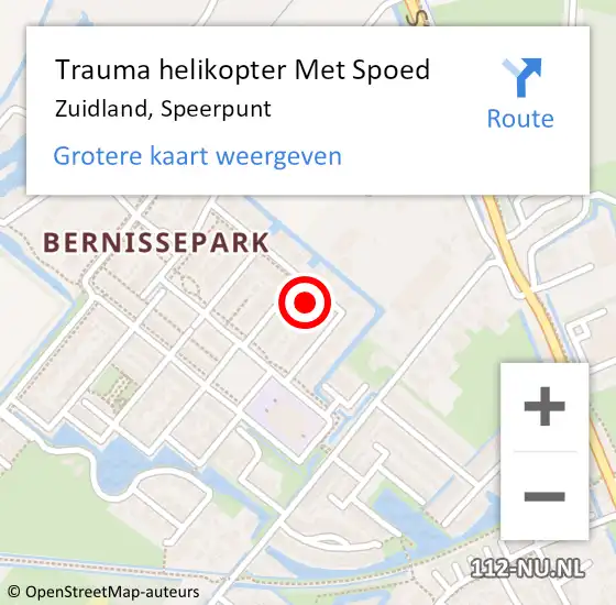 Locatie op kaart van de 112 melding: Trauma helikopter Met Spoed Naar Zuidland, Speerpunt op 1 juli 2023 11:46