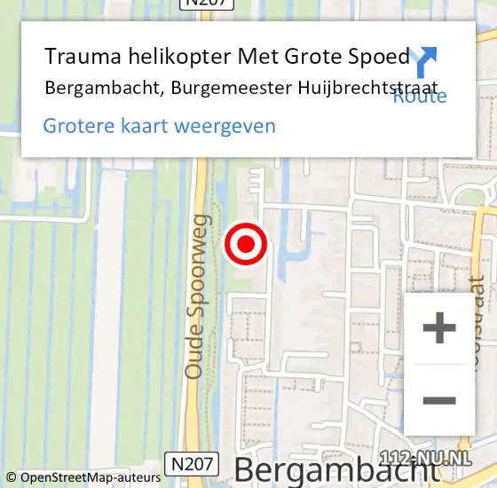 Locatie op kaart van de 112 melding: Trauma helikopter Met Grote Spoed Naar Bergambacht, Burgemeester Huijbrechtstraat op 1 juli 2023 11:52