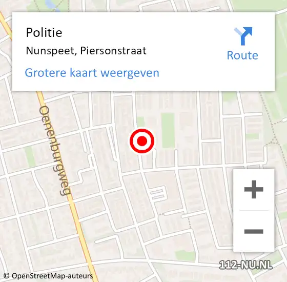 Locatie op kaart van de 112 melding: Politie Nunspeet, Piersonstraat op 1 juli 2023 11:56