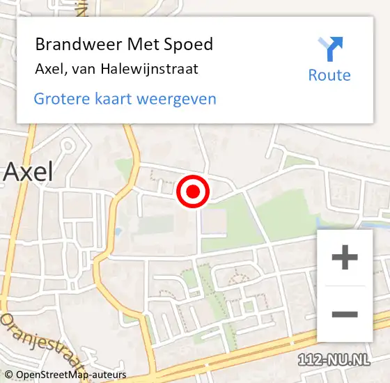 Locatie op kaart van de 112 melding: Brandweer Met Spoed Naar Axel, van Halewijnstraat op 1 juli 2023 12:27