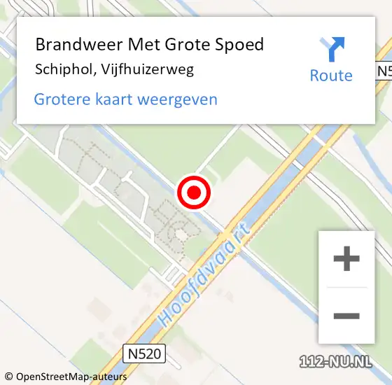 Locatie op kaart van de 112 melding: Brandweer Met Grote Spoed Naar Schiphol, Vijfhuizerweg op 1 juli 2023 12:55