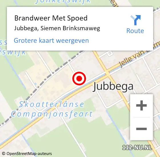 Locatie op kaart van de 112 melding: Brandweer Met Spoed Naar Jubbega, Siemen Brinksmaweg op 1 juli 2023 13:01