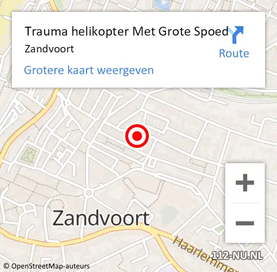 Locatie op kaart van de 112 melding: Trauma helikopter Met Grote Spoed Naar Zandvoort op 1 juli 2023 13:14