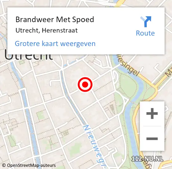 Locatie op kaart van de 112 melding: Brandweer Met Spoed Naar Utrecht, Herenstraat op 1 juli 2023 13:32