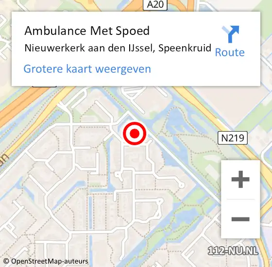 Locatie op kaart van de 112 melding: Ambulance Met Spoed Naar Nieuwerkerk aan den IJssel, Speenkruid op 31 augustus 2014 01:41