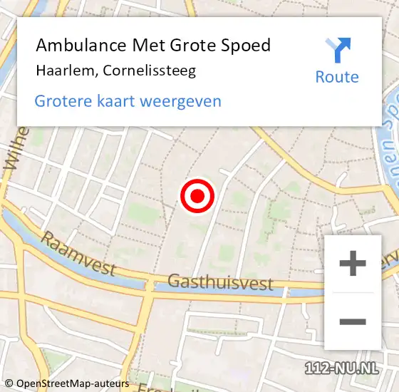 Locatie op kaart van de 112 melding: Ambulance Met Grote Spoed Naar Haarlem, Cornelissteeg op 1 juli 2023 13:56