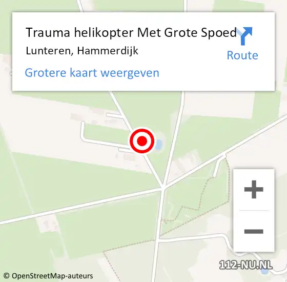 Locatie op kaart van de 112 melding: Trauma helikopter Met Grote Spoed Naar Lunteren, Hammerdijk op 1 juli 2023 14:08