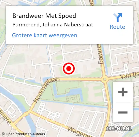 Locatie op kaart van de 112 melding: Brandweer Met Spoed Naar Purmerend, Johanna Naberstraat op 1 juli 2023 14:31