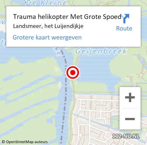 Locatie op kaart van de 112 melding: Trauma helikopter Met Grote Spoed Naar Landsmeer, het Luijendijkje op 1 juli 2023 14:38
