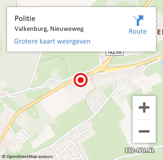 Locatie op kaart van de 112 melding: Politie Valkenburg, Nieuweweg op 1 juli 2023 14:58