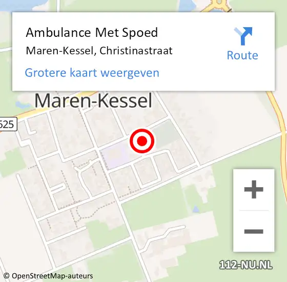 Locatie op kaart van de 112 melding: Ambulance Met Spoed Naar Maren-Kessel, Christinastraat op 31 augustus 2014 01:58