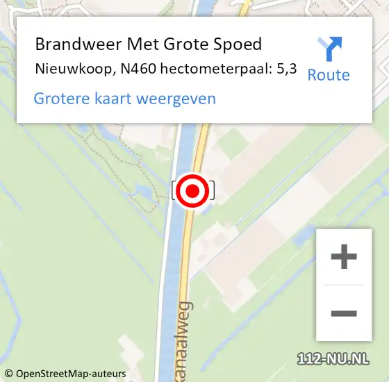 Locatie op kaart van de 112 melding: Brandweer Met Grote Spoed Naar Nieuwkoop, N460 hectometerpaal: 5,3 op 1 juli 2023 15:08