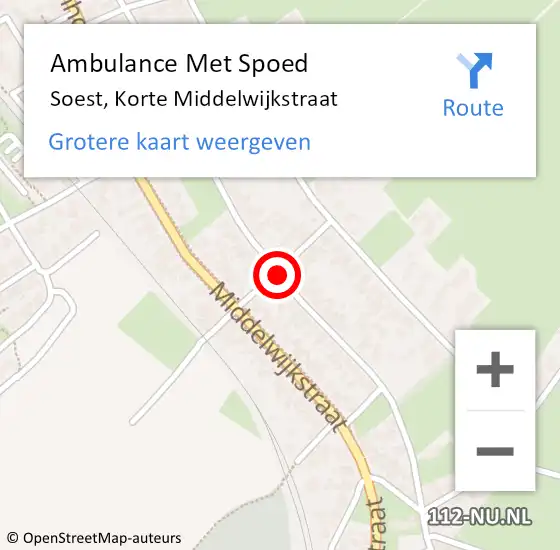 Locatie op kaart van de 112 melding: Ambulance Met Spoed Naar Soest, Korte Middelwijkstraat op 31 augustus 2014 02:01