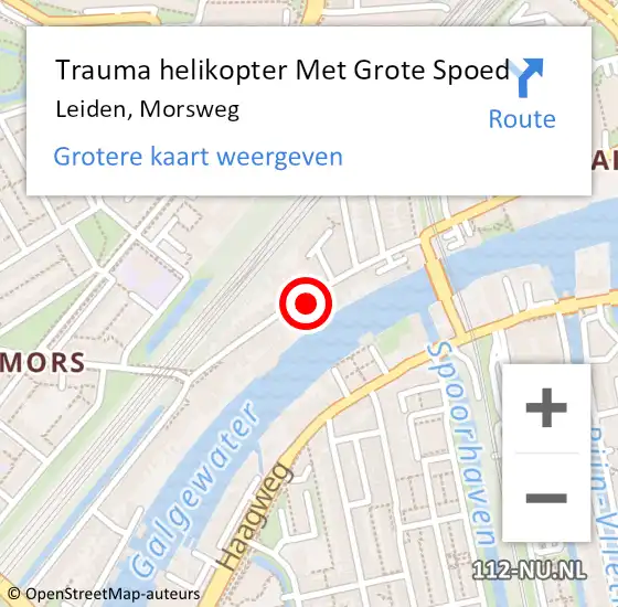 Locatie op kaart van de 112 melding: Trauma helikopter Met Grote Spoed Naar Leiden, Morsweg op 1 juli 2023 15:20