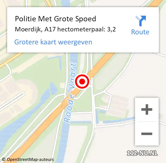 Locatie op kaart van de 112 melding: Politie Met Grote Spoed Naar Moerdijk, A17 hectometerpaal: 3,2 op 1 juli 2023 15:23