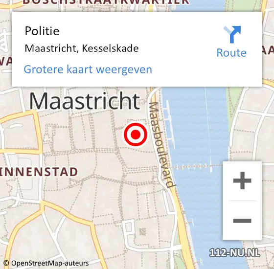 Locatie op kaart van de 112 melding: Politie Maastricht, Kesselskade op 1 juli 2023 15:24