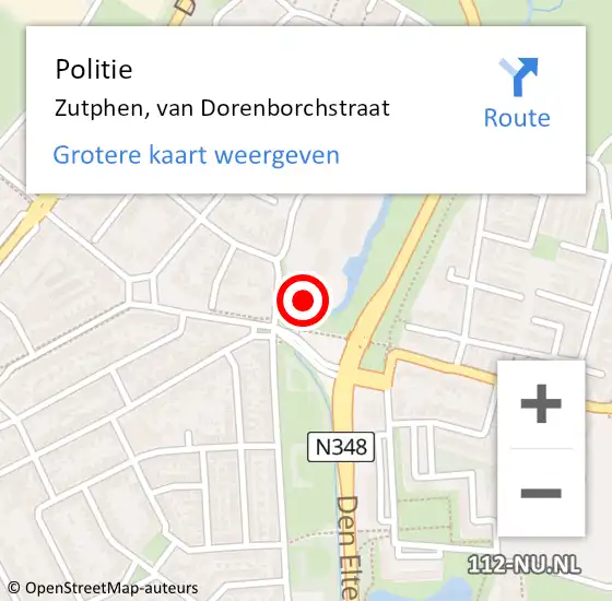 Locatie op kaart van de 112 melding: Politie Zutphen, van Dorenborchstraat op 1 juli 2023 15:52