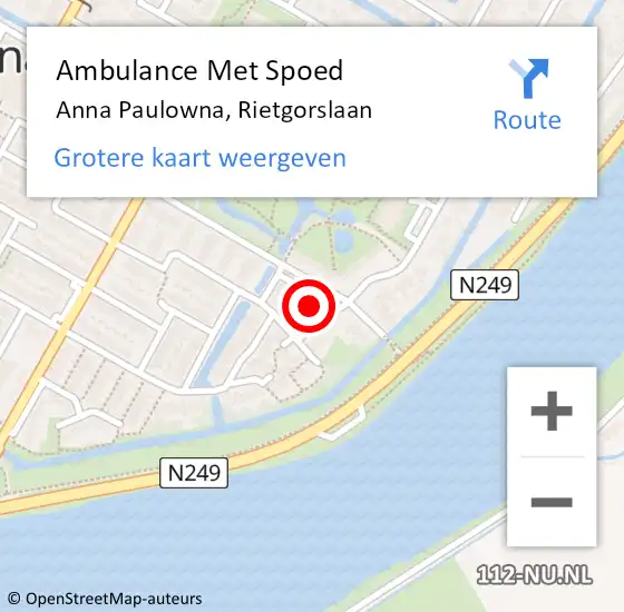 Locatie op kaart van de 112 melding: Ambulance Met Spoed Naar Anna Paulowna, Rietgorslaan op 1 juli 2023 15:55