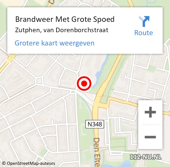 Locatie op kaart van de 112 melding: Brandweer Met Grote Spoed Naar Zutphen, van Dorenborchstraat op 1 juli 2023 15:56