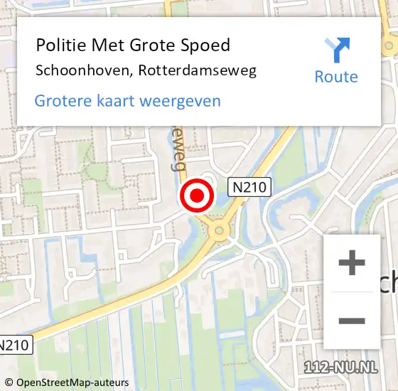 Locatie op kaart van de 112 melding: Politie Met Grote Spoed Naar Schoonhoven, Rotterdamseweg op 1 juli 2023 16:17