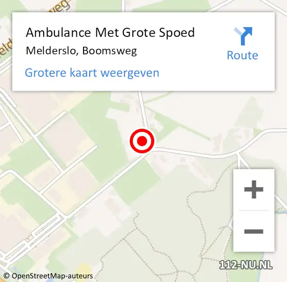Locatie op kaart van de 112 melding: Ambulance Met Grote Spoed Naar Melderslo, Boomsweg op 31 augustus 2014 02:21