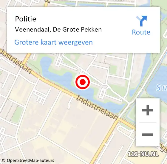 Locatie op kaart van de 112 melding: Politie Veenendaal, De Grote Pekken op 1 juli 2023 16:53