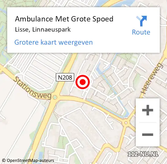 Locatie op kaart van de 112 melding: Ambulance Met Grote Spoed Naar Lisse, Linnaeuspark op 1 juli 2023 16:54