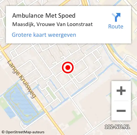 Locatie op kaart van de 112 melding: Ambulance Met Spoed Naar Maasdijk, Vrouwe Van Loonstraat op 1 juli 2023 16:57