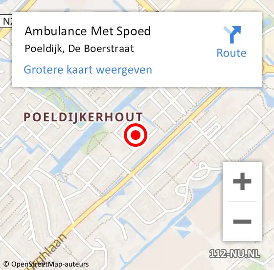 Locatie op kaart van de 112 melding: Ambulance Met Spoed Naar Poeldijk, De Boerstraat op 1 juli 2023 17:13