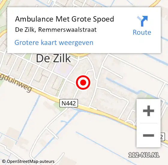 Locatie op kaart van de 112 melding: Ambulance Met Grote Spoed Naar De Zilk, Remmerswaalstraat op 1 juli 2023 17:33