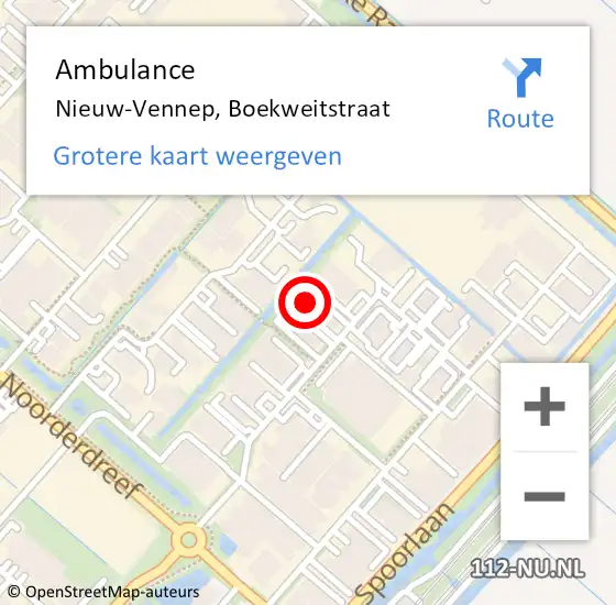 Locatie op kaart van de 112 melding: Ambulance Nieuw-Vennep, Boekweitstraat op 1 juli 2023 18:05