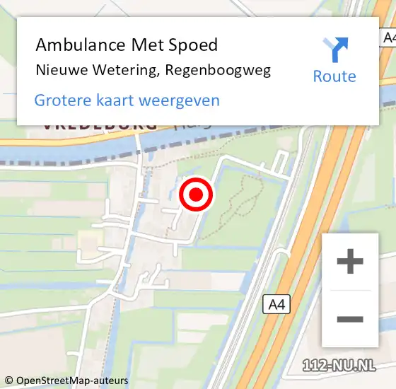 Locatie op kaart van de 112 melding: Ambulance Met Spoed Naar Nieuwe Wetering, Regenboogweg op 31 augustus 2014 02:32