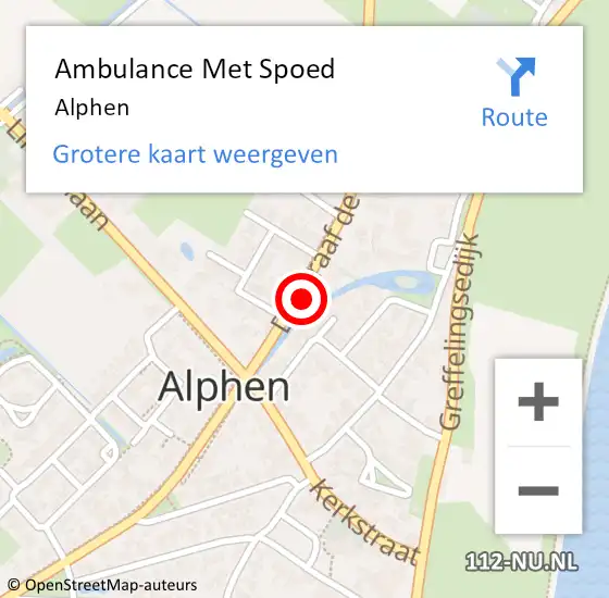 Locatie op kaart van de 112 melding: Ambulance Met Spoed Naar Alphen op 1 juli 2023 18:11