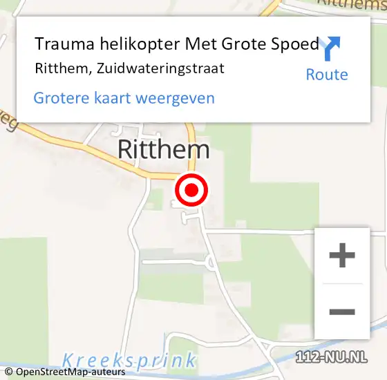 Locatie op kaart van de 112 melding: Trauma helikopter Met Grote Spoed Naar Ritthem, Zuidwateringstraat op 1 juli 2023 18:23