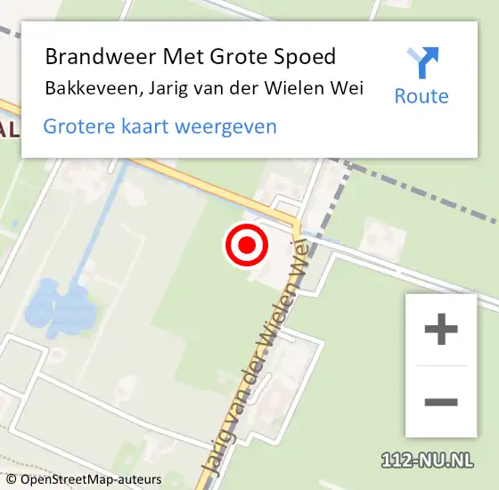 Locatie op kaart van de 112 melding: Brandweer Met Grote Spoed Naar Bakkeveen, Jarig van der Wielen Wei op 1 juli 2023 18:46