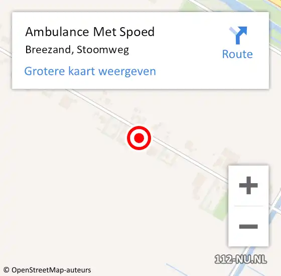 Locatie op kaart van de 112 melding: Ambulance Met Spoed Naar Breezand, Stoomweg op 1 juli 2023 18:56