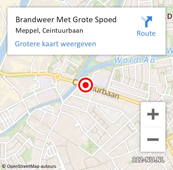 Locatie op kaart van de 112 melding: Brandweer Met Grote Spoed Naar Meppel, Ceintuurbaan op 1 juli 2023 18:58