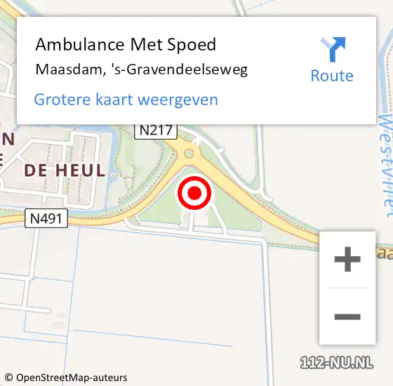 Locatie op kaart van de 112 melding: Ambulance Met Spoed Naar Maasdam, 's-Gravendeelseweg op 1 juli 2023 19:15