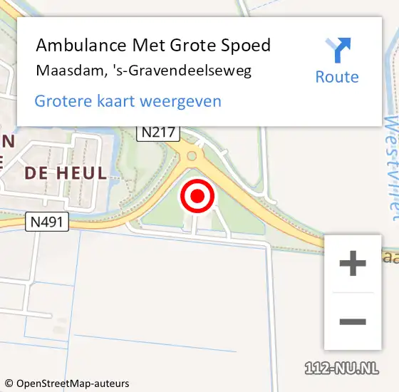 Locatie op kaart van de 112 melding: Ambulance Met Grote Spoed Naar Maasdam, 's-Gravendeelseweg op 1 juli 2023 19:19