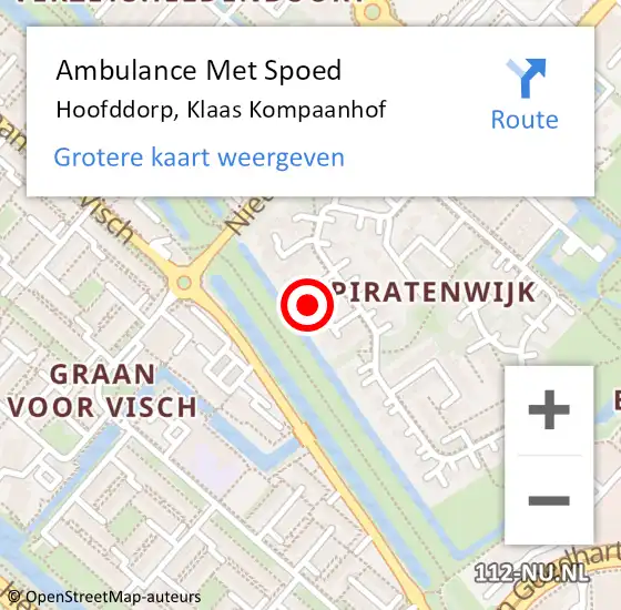 Locatie op kaart van de 112 melding: Ambulance Met Spoed Naar Hoofddorp, Klaas Kompaanhof op 1 juli 2023 19:26