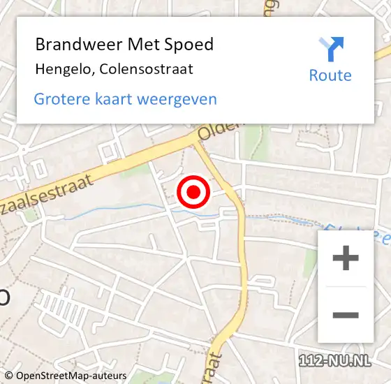 Locatie op kaart van de 112 melding: Brandweer Met Spoed Naar Hengelo, Colensostraat op 1 juli 2023 19:28