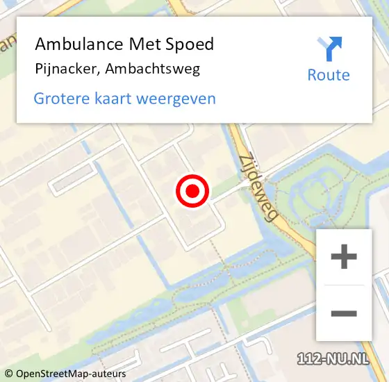 Locatie op kaart van de 112 melding: Ambulance Met Spoed Naar Pijnacker, Ambachtsweg op 1 juli 2023 19:43