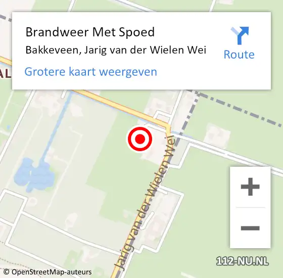 Locatie op kaart van de 112 melding: Brandweer Met Spoed Naar Bakkeveen, Jarig van der Wielen Wei op 1 juli 2023 19:55