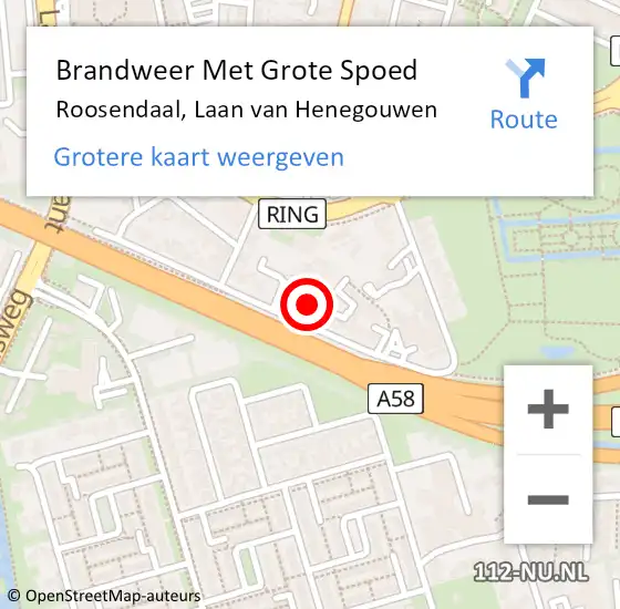 Locatie op kaart van de 112 melding: Brandweer Met Grote Spoed Naar Roosendaal, Laan van Henegouwen op 1 juli 2023 20:06
