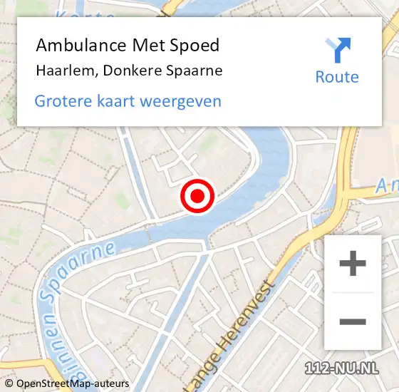 Locatie op kaart van de 112 melding: Ambulance Met Spoed Naar Haarlem, Donkere Spaarne op 1 juli 2023 20:07